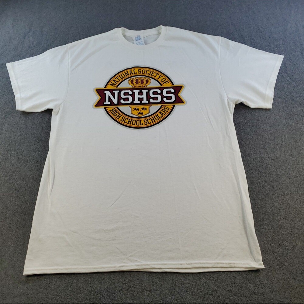 Vintage National Society of High School Scholars T-Shirt Men's Large White Delta